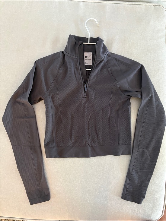 all in motion Jackets & Blazers - Ribbed Yoga Charcoal Half-Zip Bomber Style Jacket